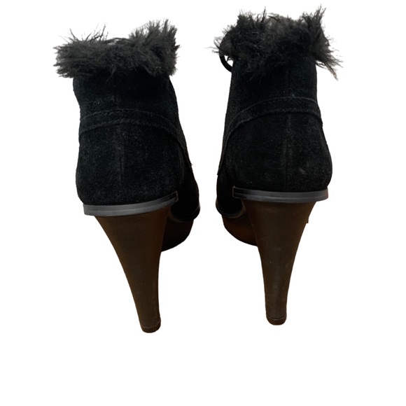 MICHAEL Michael Kors black leather suede faux fur ankle boots booties shoes 6 - Picture 2 of 8